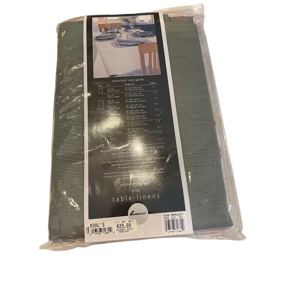 Fieldcrest Table Linens Peridot 60" x 84" Oval Tablecloth olive Green NIP - Picture 4 of 6